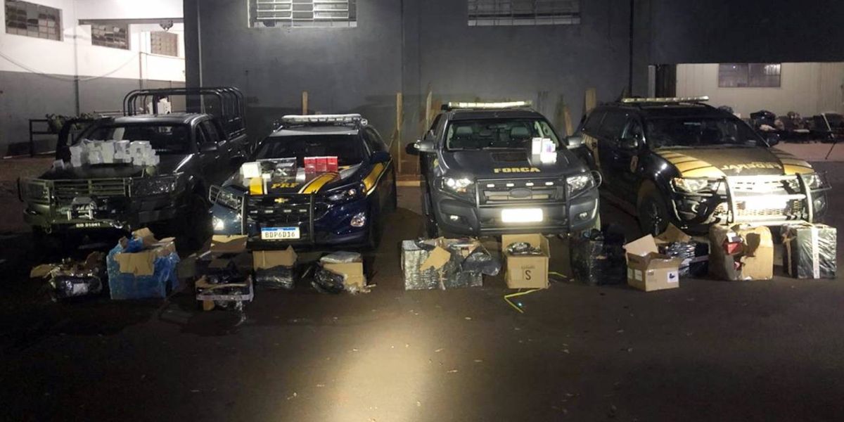 Ação Coordenada Interagências Federais faz grande apreensão de mercadorias na barranca do Rio Paraná
