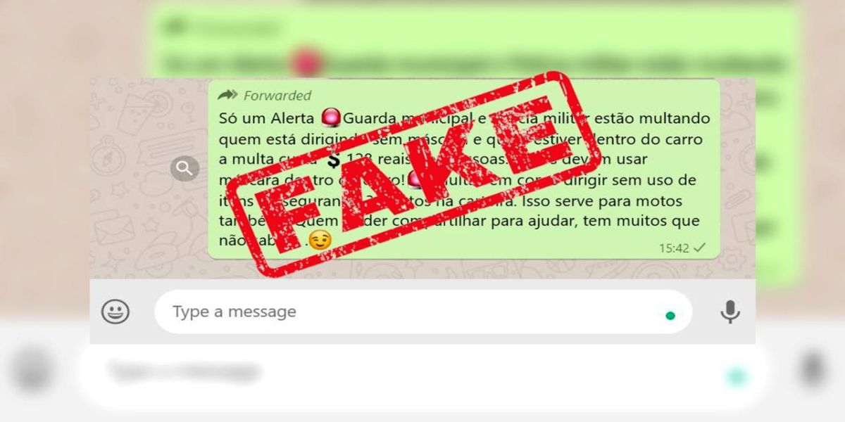 É Fake News a mensagem que rende multa de trânsito a falta de máscara