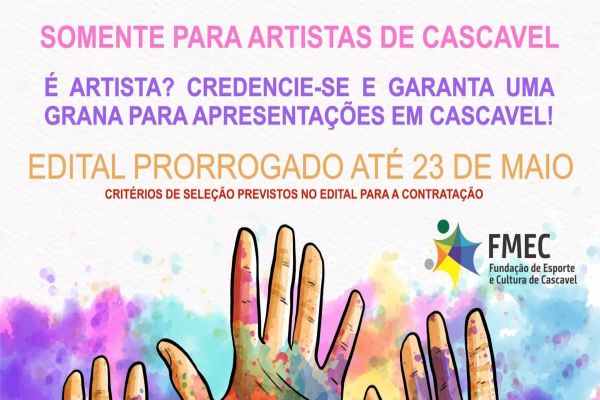 Esta aberto o prazo para o credenciamento de artistas de Cascavel para apresentações remuneradas