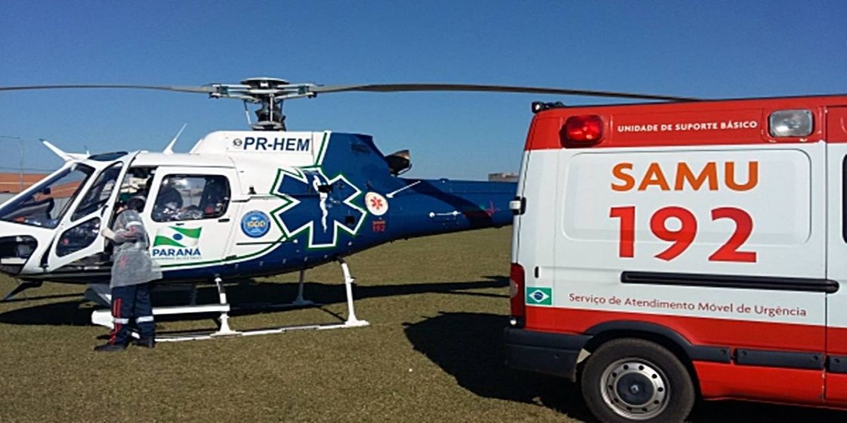 Helicóptero do Consamu realiza transferência de idoso em Marechal Cândido Rondon