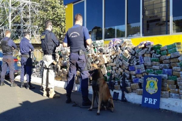 PRF e Guarda Municipal apreendem dois fuzis e 1,7 tonelada de maconha em Irati-PR
