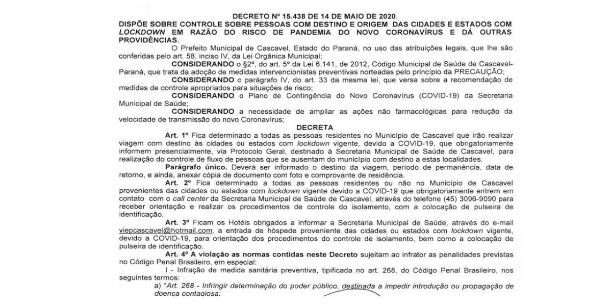 Pessoas que viajarem para cidades com "lockdown" terão que comunicar à Secretaria de Saúde