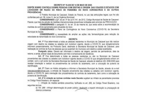 Pessoas que viajarem para cidades com "lockdown" terão que comunicar à Secretaria de Saúde