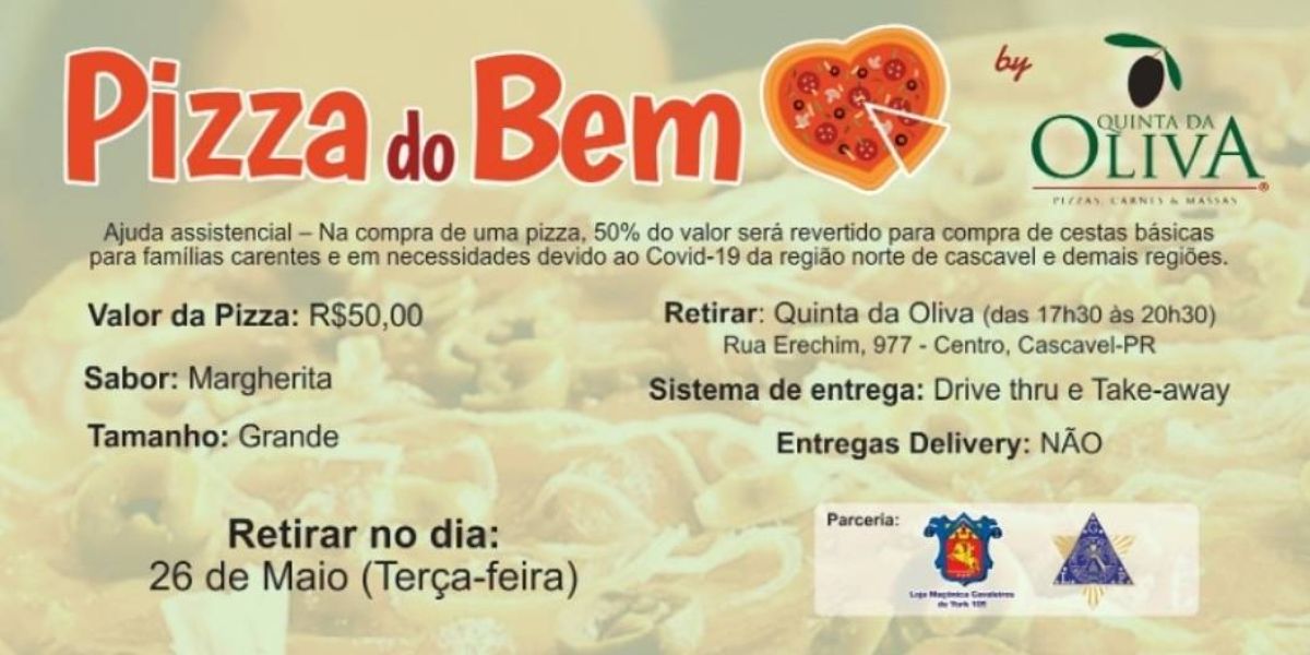 Projeto Pizza do Bem vai ajudar 185 famílias! Ajude você também!