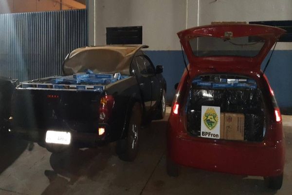 Contrabandistas perdem carga de cigarros e veículos que foram apreendidos pelo BPFRON em SMI