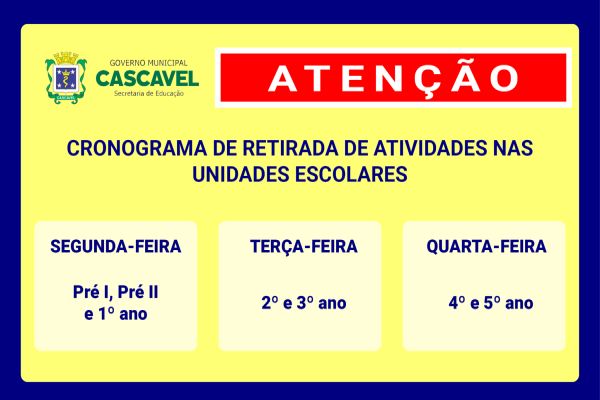 Secretaria de Educação retoma calendário escolar com atividades remotas na próxima semana (25)