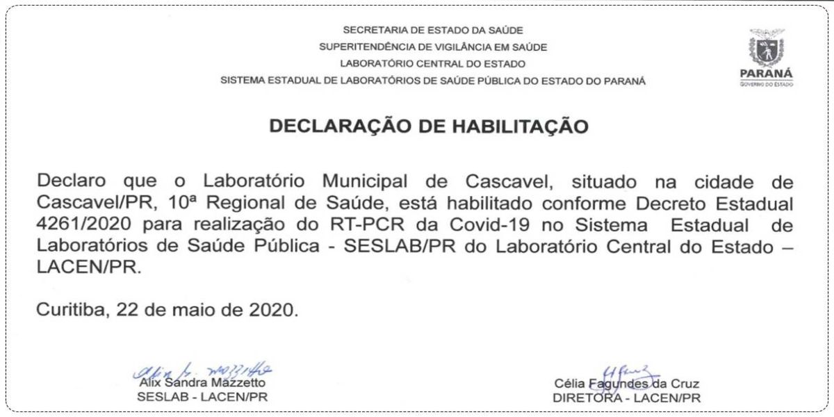 Laboratório Central de Cascavel é habilitado para exames RT-PCR da Covid-19