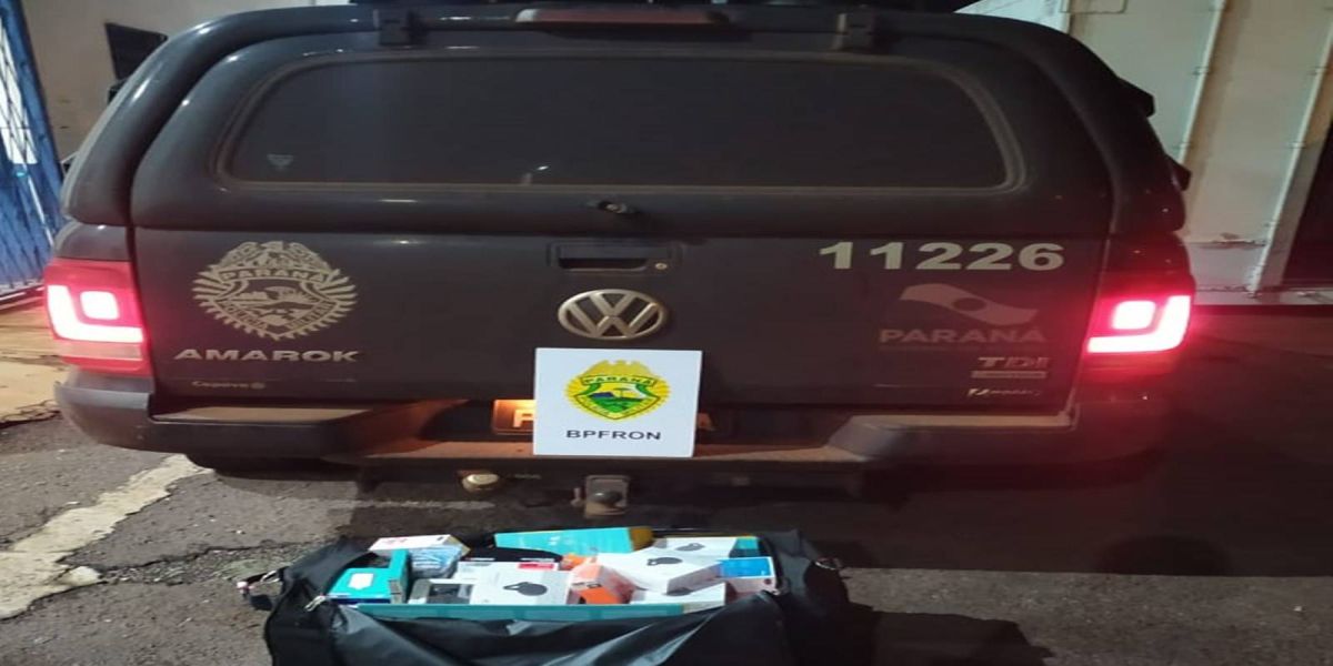 BPFRON apreende eletrônicos em ônibus durante Operação Hórus em Céu Azul-PR