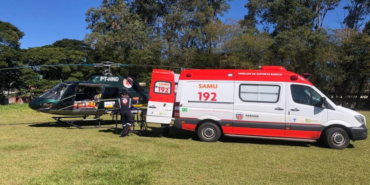 Vitima de colisão de trânsito é transferido de helicóptero a Umuarama