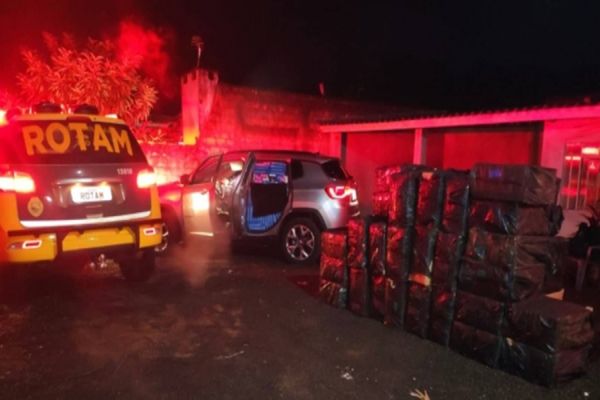 ROTAM recupera veículo furtado e apreende quase 50 caixas de cigarros em Itaipulândia