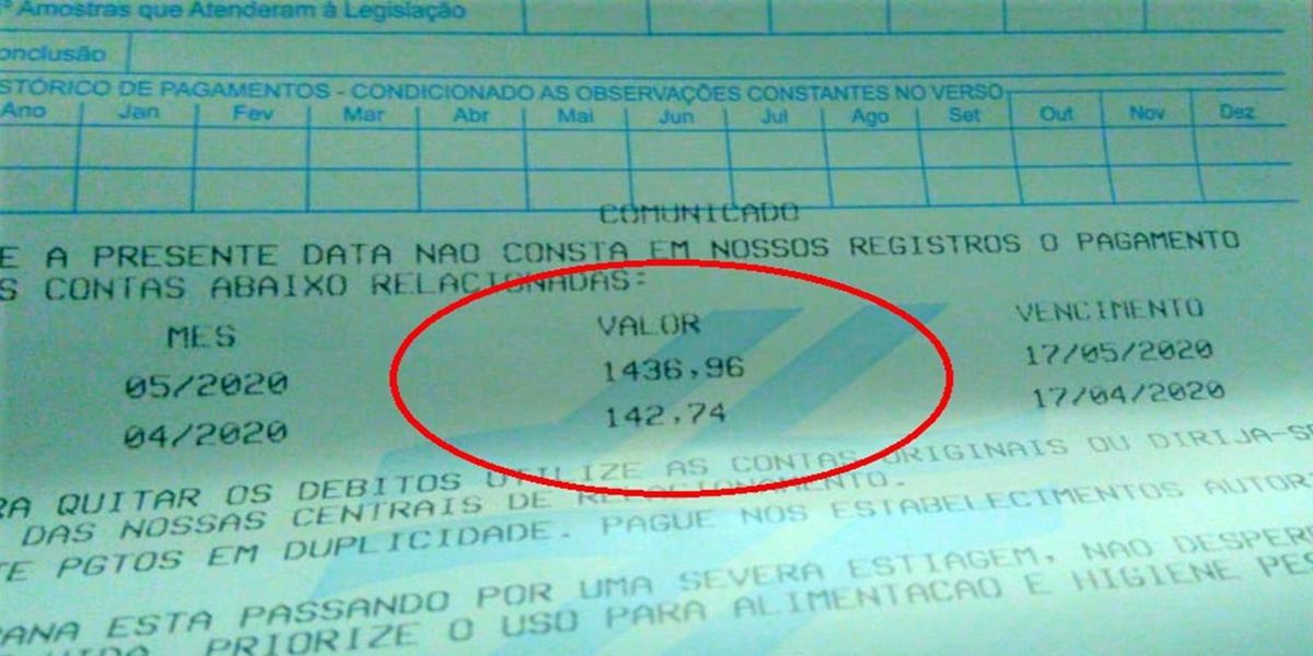 Moradora de Cascavel questiona valor de R$1.436,74 em conta de água
