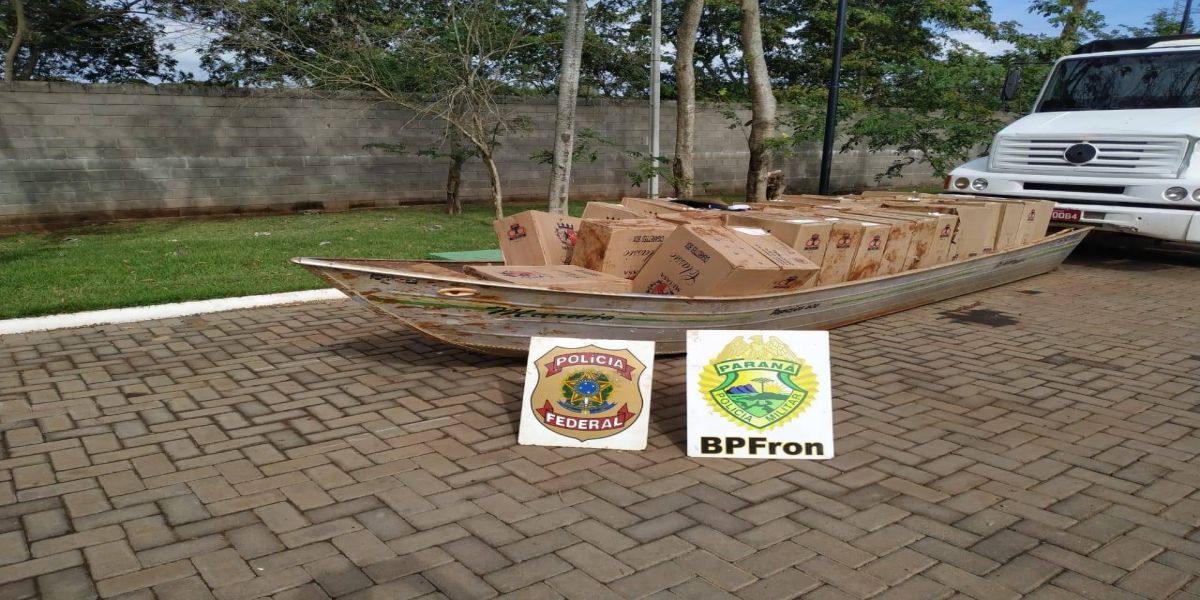 OPERAÇÃO HÓRUS: apreensão de veículo e embarcação carregados com maços de cigarro paraguaios