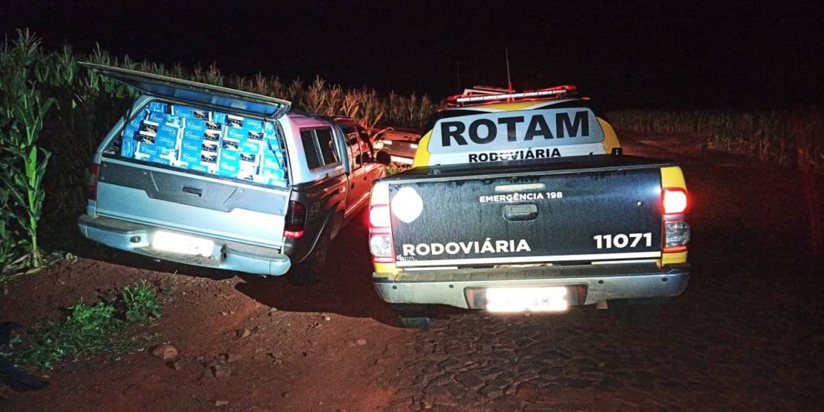 BPRv de Cascavel apreende S10  carregada com contrabando de cigarros