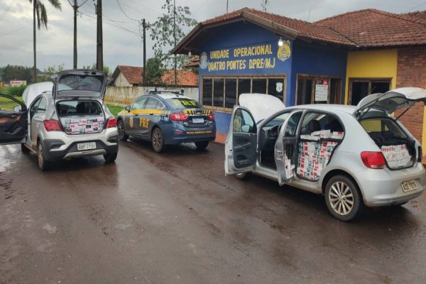 PRF apreende 02 veículos carregados com cigarros contrabandeados em Marechal Cândido Rondon