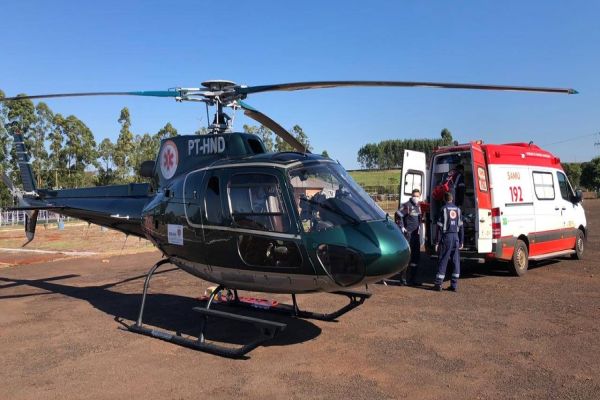 Idoso sofre infarto é transferido de Assis para Cascavel por helicóptero do Consamu