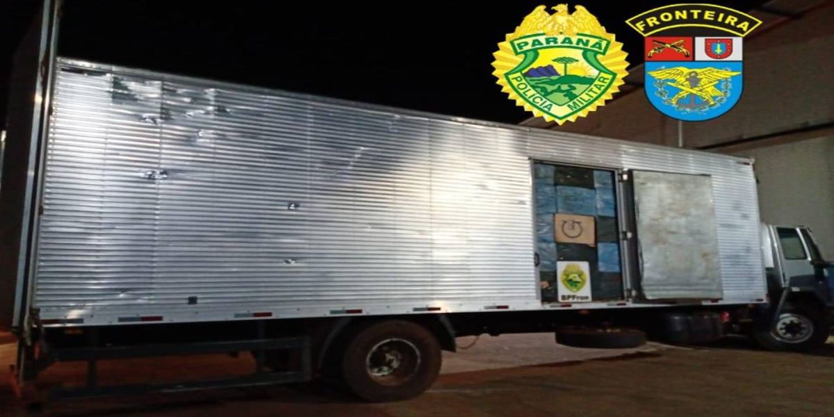 Operação Hórus: BPFron apreendeu caminhão bau carregado de cigarros