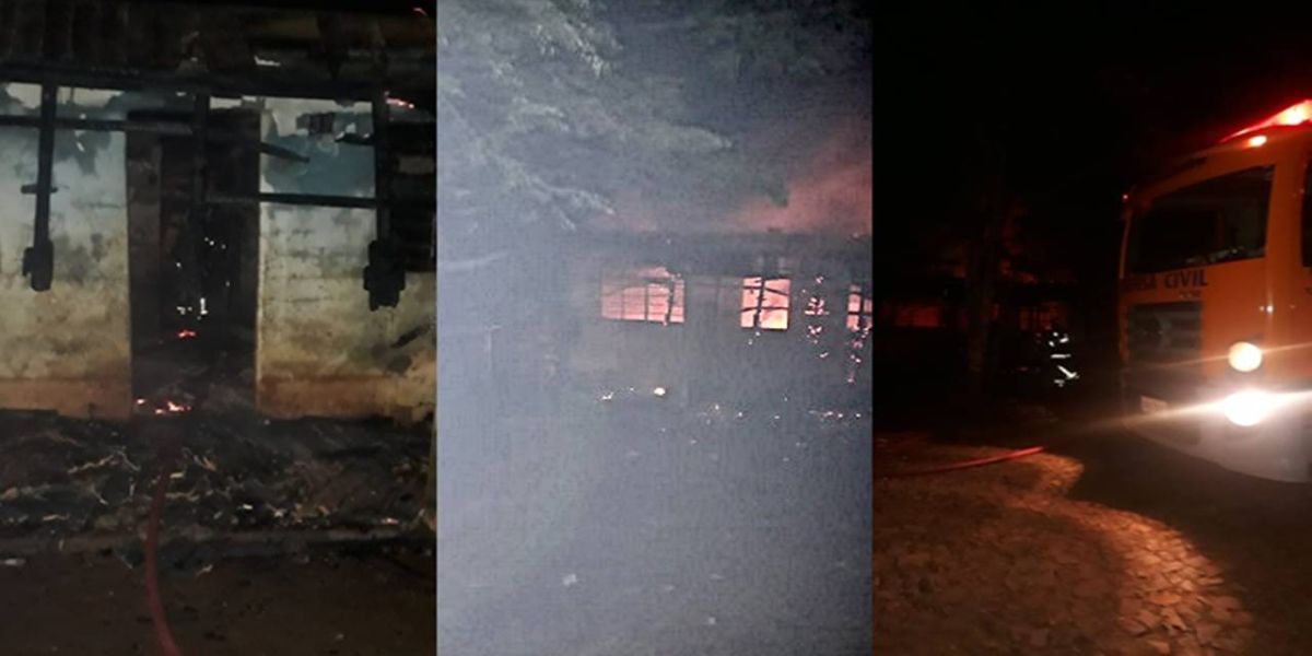 Incêndio destrói casa de alvenaria em Santa Lúcia