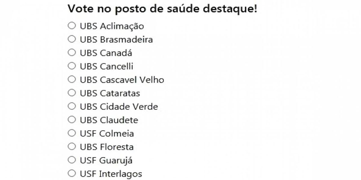 Câmara de Vereadores de Cascavel promove enquete para escolher "Unidade de Saúde Destaque"