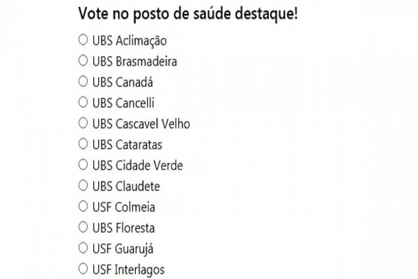 Câmara de Vereadores de Cascavel promove enquete para escolher "Unidade de Saúde Destaque"