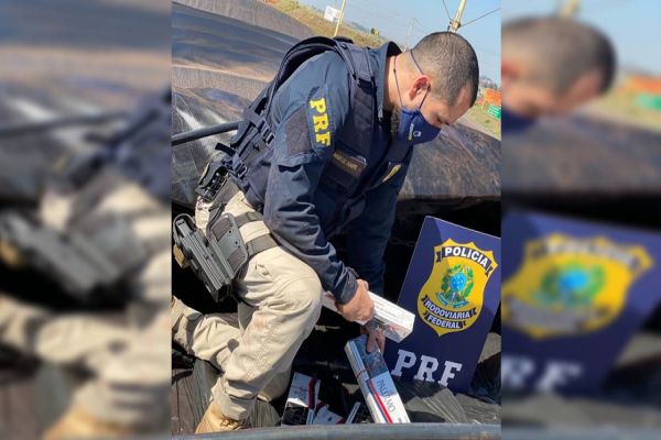 PRF apreende cerca de 4 milhões de reais em cigarros contrabandeados em dois veículos de carga
