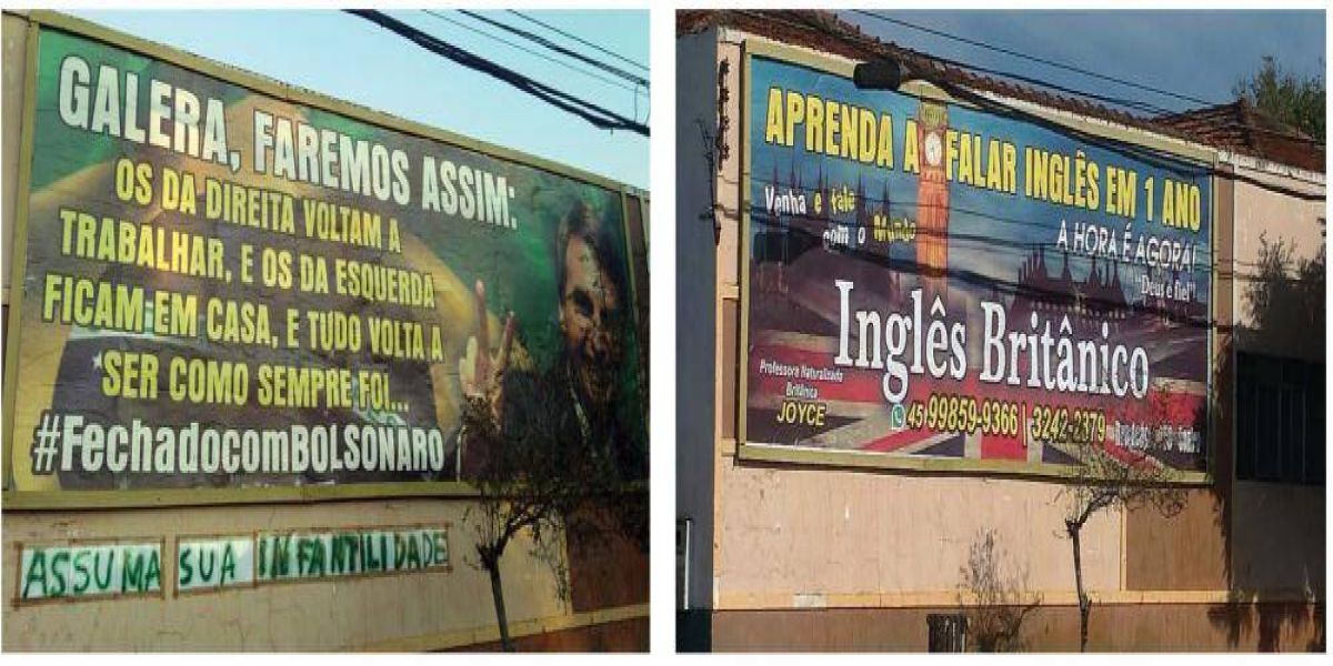 Outdoor polêmico é substituído por anúncio de escola de idiomas em Corbélia