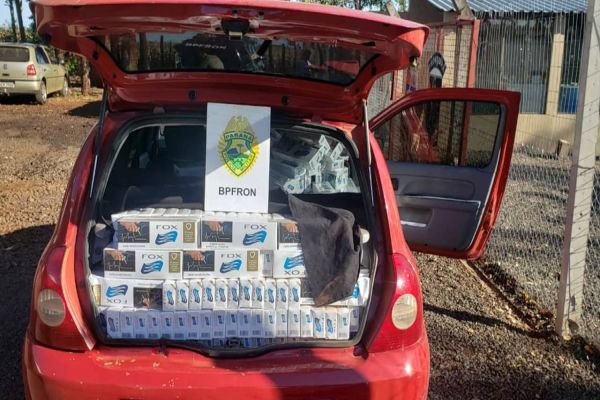 BPFRON apreende veículo carregado de cigarros na área rural de Marechal Cândido Rondon- PR