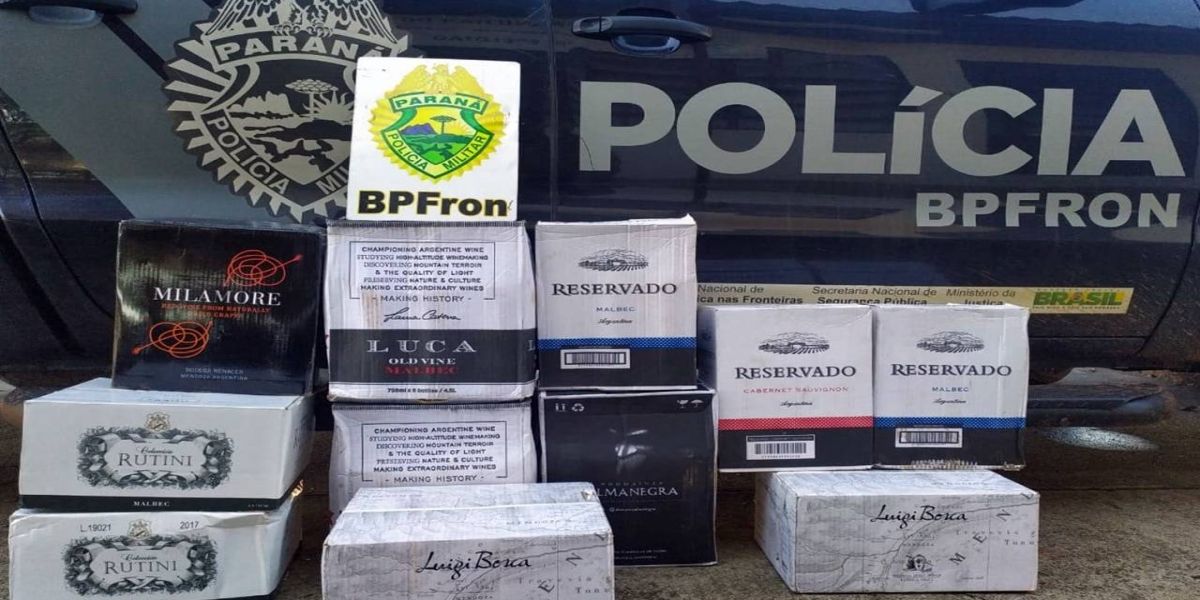 BPFRON apreende vinhos de origem estrangeira na cidade de Barracão - PR