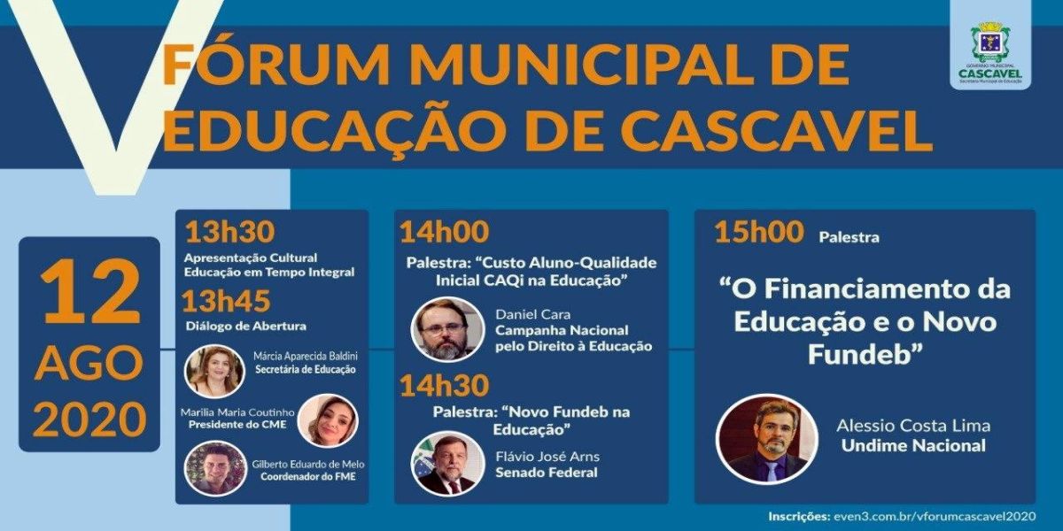 V Fórum Municipal de Educação terá transmissão ao vivo