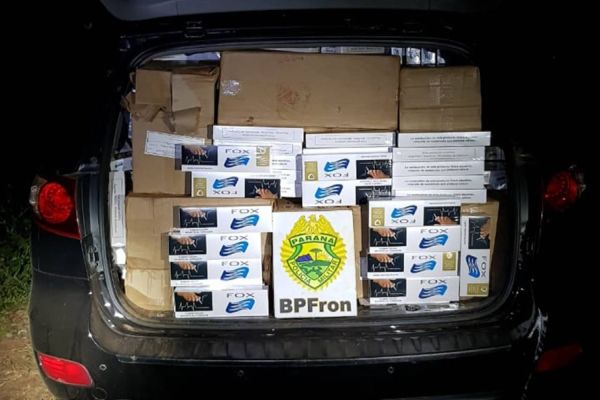 BPFRON apreende veículo carregado com cigarros em São José das Palmeiras/PR
