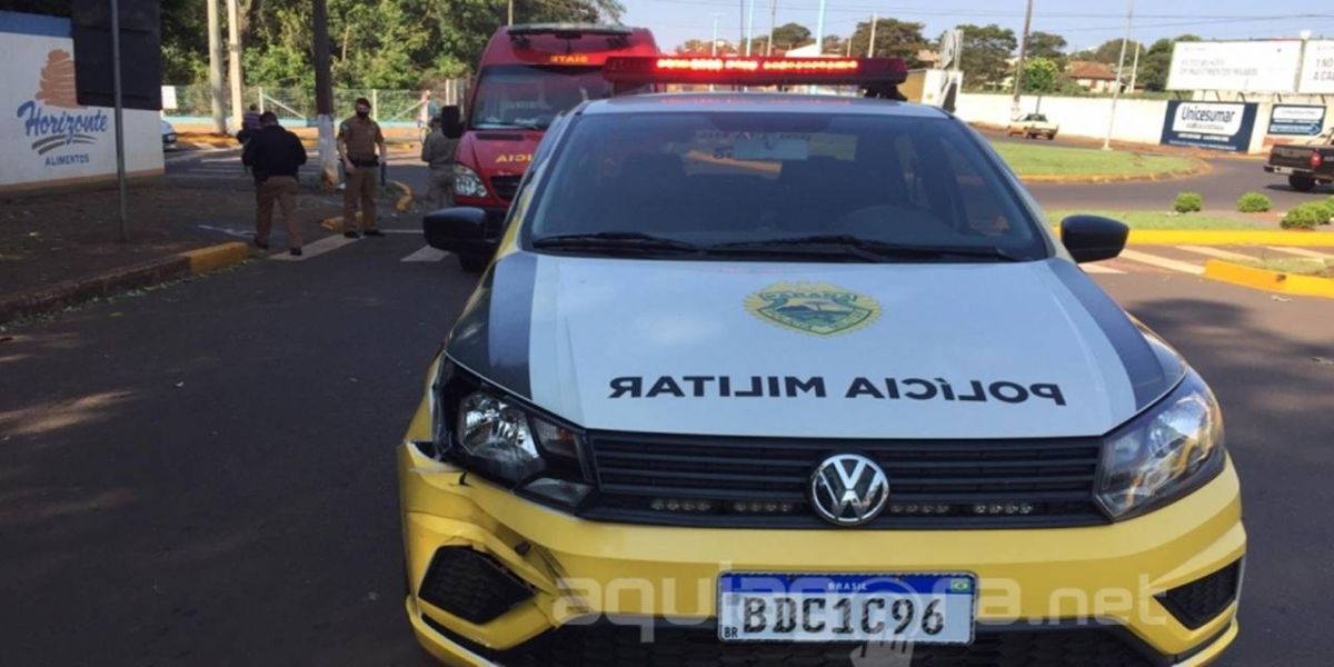 Motociclista colide em viatura da PM ao ultrapassar caminhão em Marechal Rondon