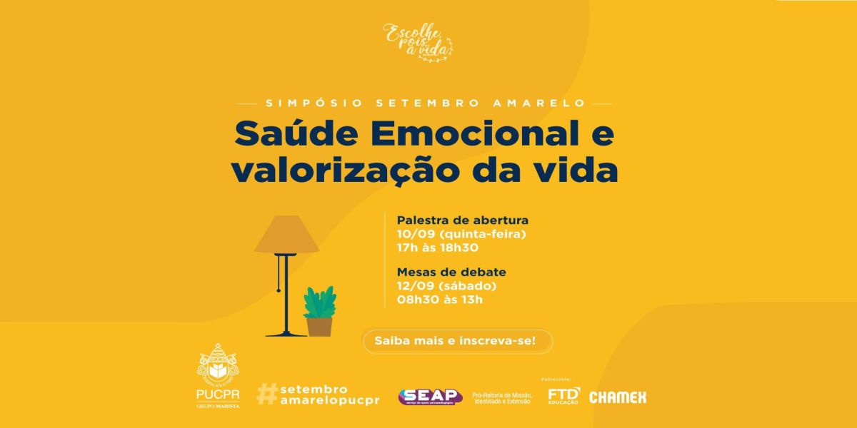 Setembro Amarelo: PUCPR promove evento online para debater saúde mental em tempos de pandemia