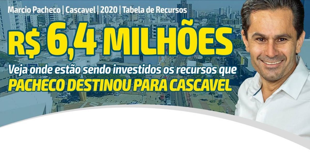 Pacheco destina R$ 6,4 milhões em emendas para Cascavel