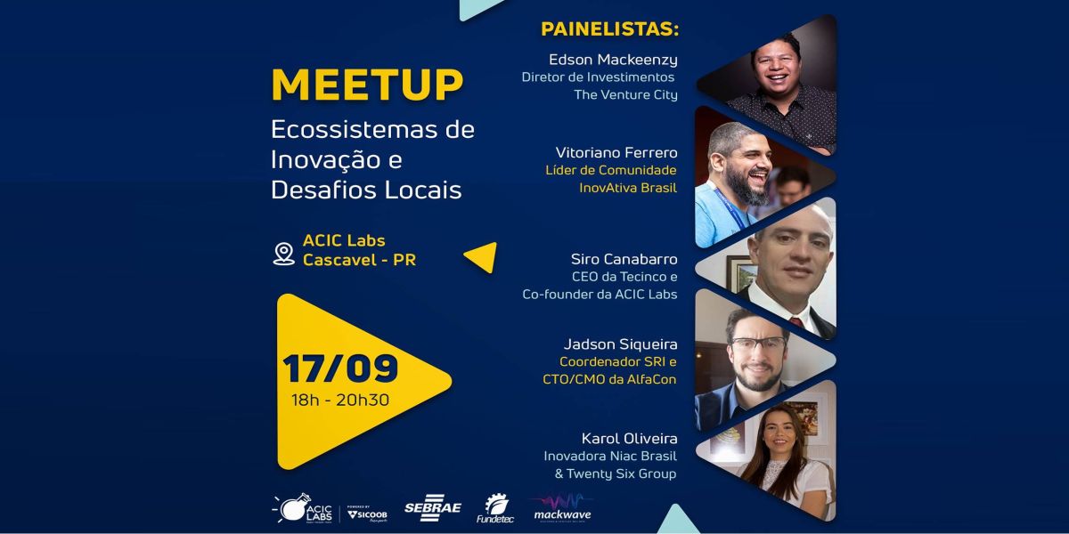 Fundetec, ACIC Labs, Sicoob e a Mackwave promovem Meetup Ecossistemas de Inovação e Desafios Locais