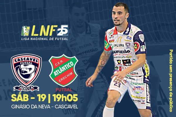 Cascavel Futsal se prepara para encarar o Atlântico no sábado valendo a liderança do grupo B