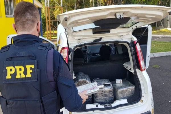 PRF prende dupla com 66 quilos de maconha e mais 100 munições calibre 9mm no Paraná