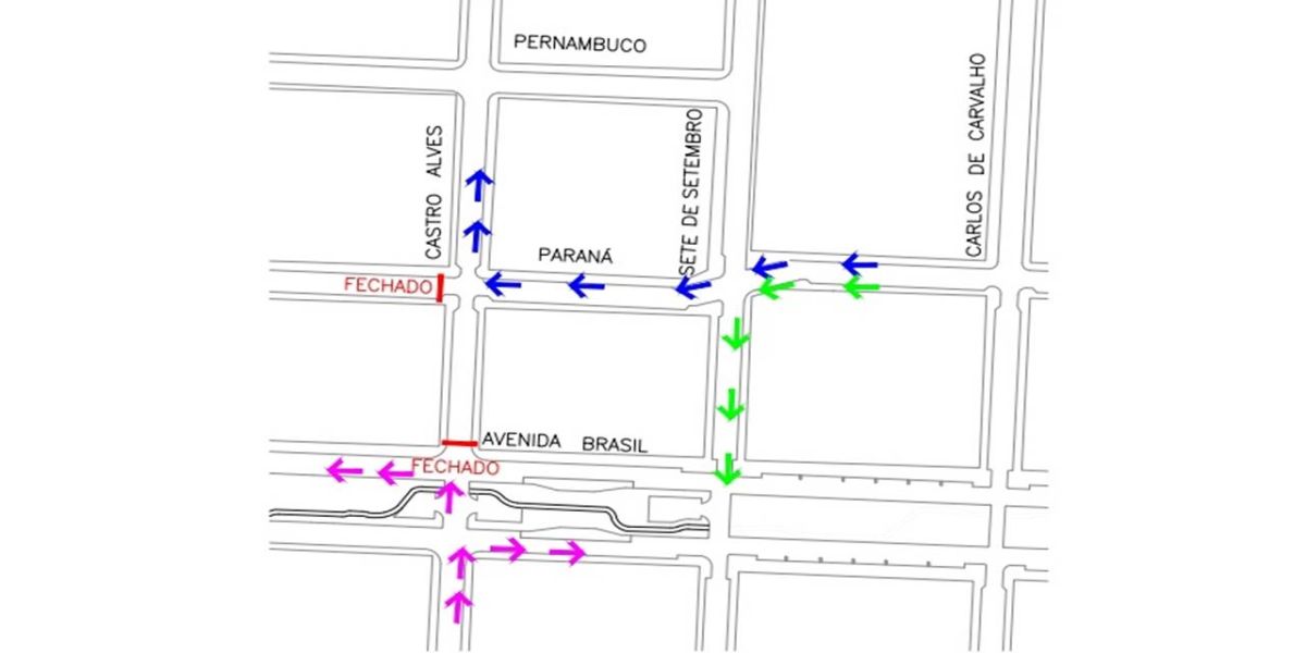 Interdição na Rua Paraná entre a Castro Alves e a Visconde de Guarapuava neste fim de semana