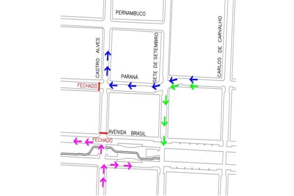 Interdição na Rua Paraná entre a Castro Alves e a Visconde de Guarapuava neste fim de semana