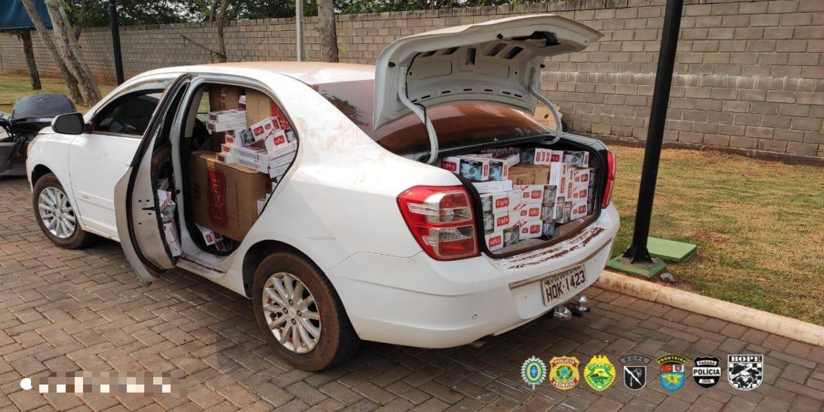 PMPR realizam prisão de um homem e apreensão de pneus e eletrônicos oriundos do Paraguai