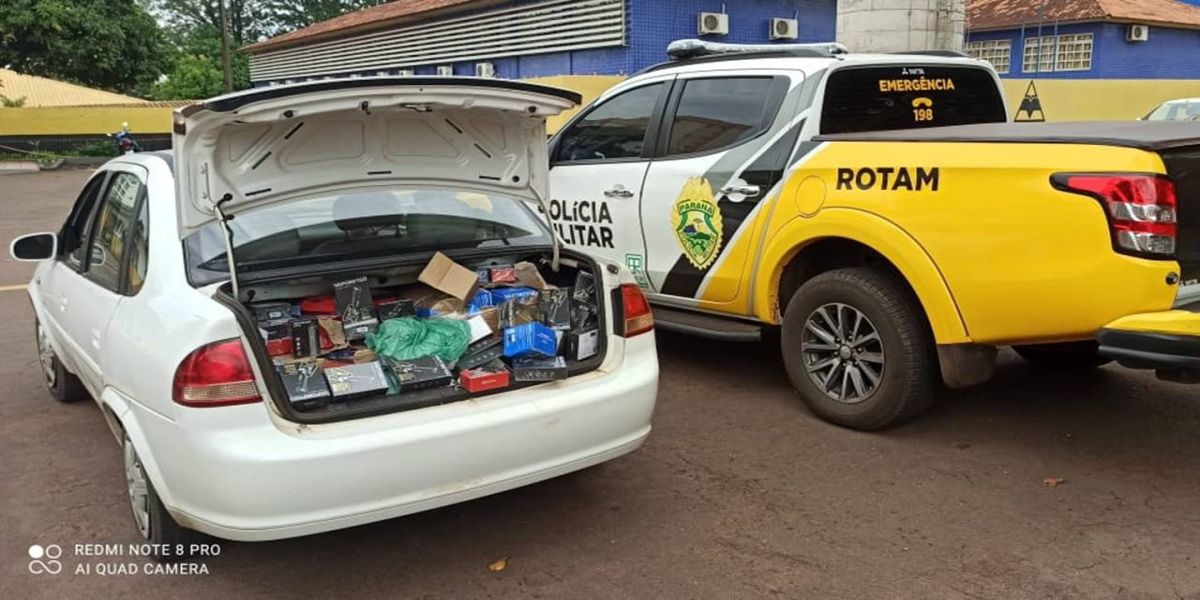 ROTAM Cascavel apreende veículo carregado com mercadorias em Boa Vista da Aparecida
