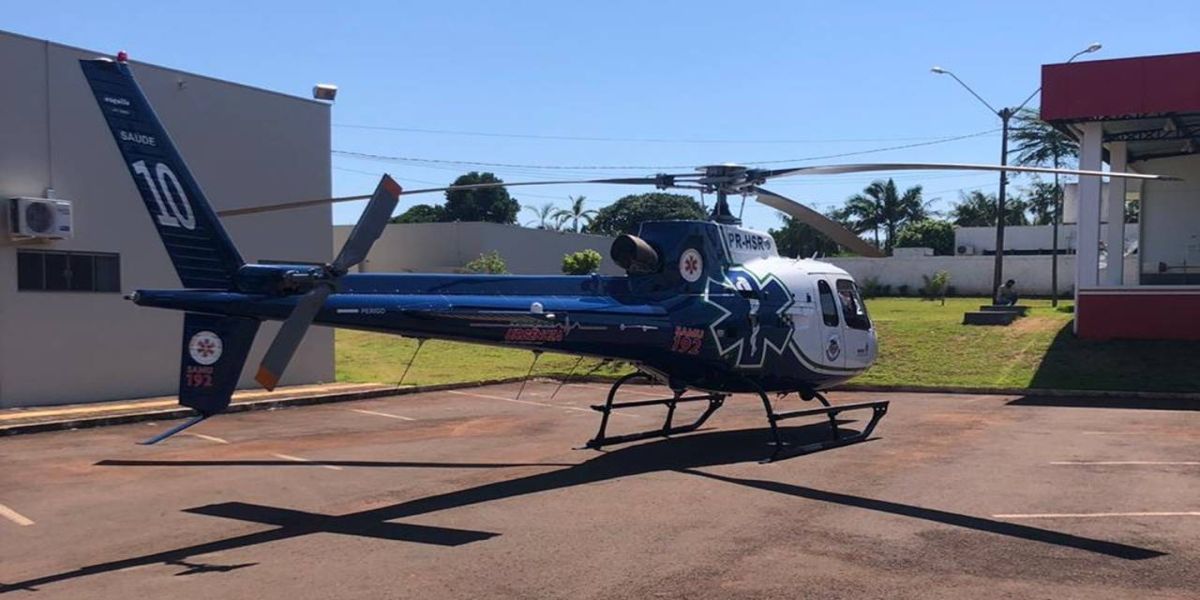 Helicóptero do Consamu realiza transferência de homem de 41 anos de Cafelândia à Cascavel