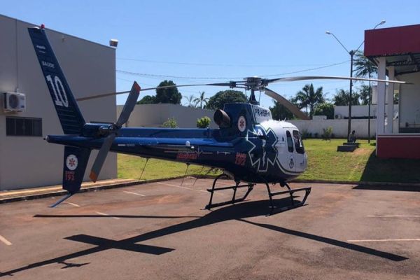 Helicóptero do Consamu realiza transferência de homem de 41 anos de Cafelândia à Cascavel