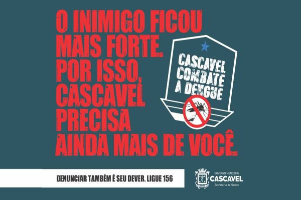 Não baixe a guarda com os cuidados: Cascavel já tem 67 casos de dengue