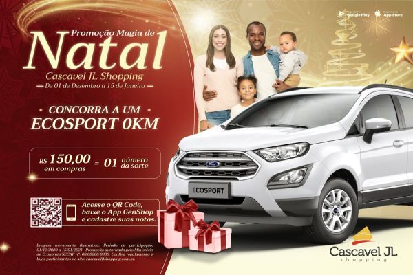Magia do Natal: Cascavel JL Shopping realizará sorteio de um carro 0 km