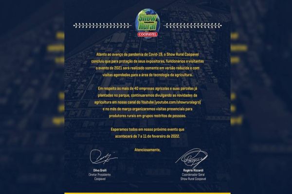 Show Rural 2021: evento será realizado em versão reduzida