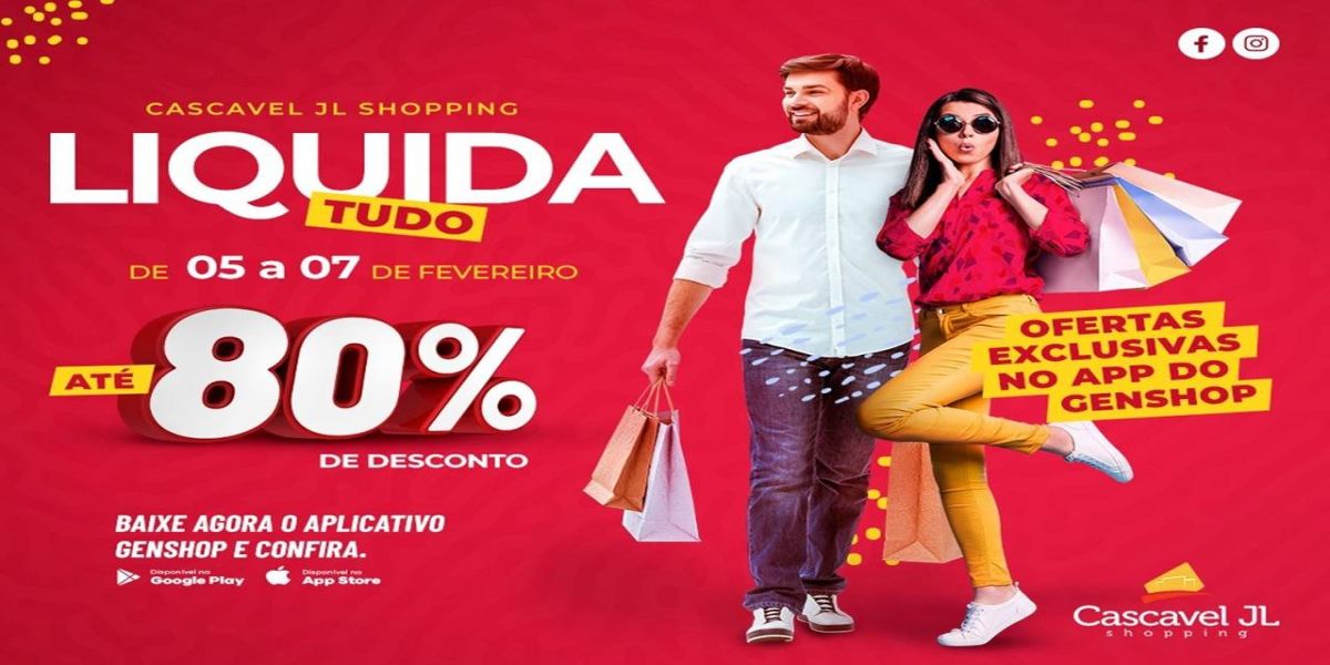 “Liquida Tudo” terá descontos de até 80% no Cascavel JL Shopping