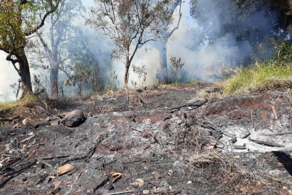 Fogo e fumaça densa atrapalha moradores do Bairro Cascavel Velho