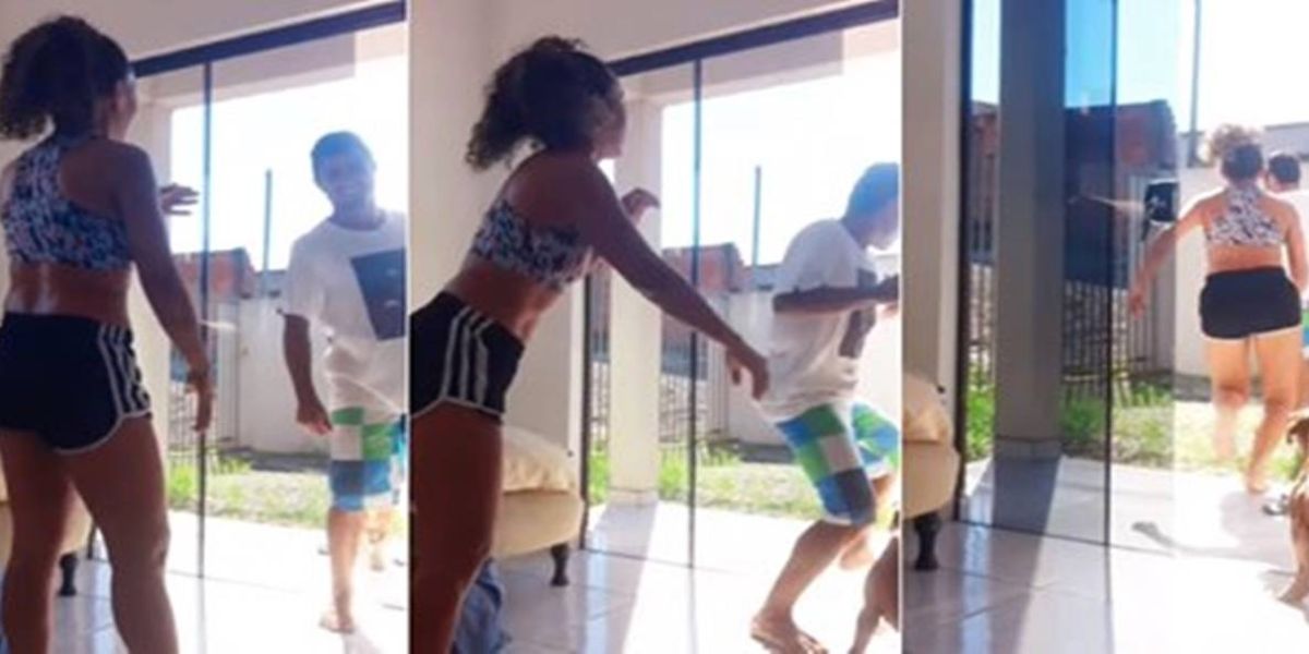 Mulher expulsa a tapas e pontapés homem que invadiu sua casa no PR; Veja o vídeo