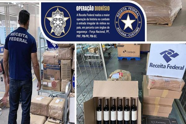 Imagem referente a notícia: Receita Federal realiza maior operação da história no combate à entrada irregular de vinhos no país