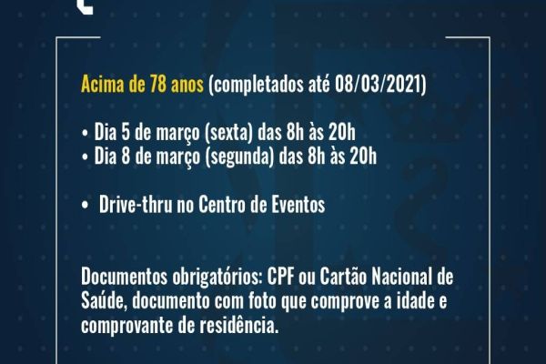 Confira o calendário de vacinação de idosos que acontecerá no Centro de Eventos de Cascavel