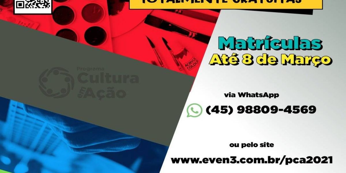 Ainda há vagas para as oficinas gratuitas do programa Cultura em Ação